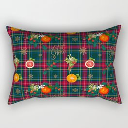 Festive,Christmas,plaid,citrus,tartan,gingham,mistletoe art Rectangular Pillow