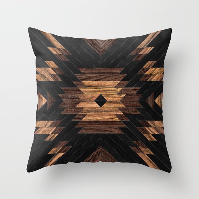 Urban Tribal Pattern No.7 - Aztec - Wood Throw Pillow