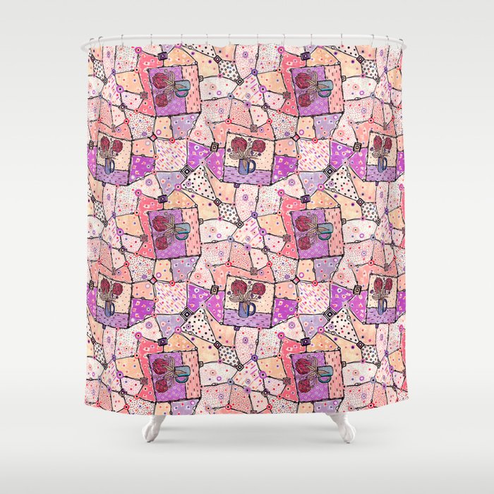 Vintage Grandma Quilt Textured Watercolor Lavender Purple Flower Quilting Pattern Illustration Shower Curtain By Limolida Society6 This work is very beautiful! society6