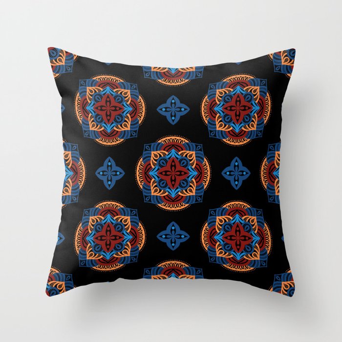 neo mandala - black / red Throw Pillow