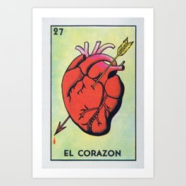 Vintage El Corazon Tarot Card Heart Love Artwork, Design For Prints, Posters, Bags, Tshirts, Men, Wo Art Print