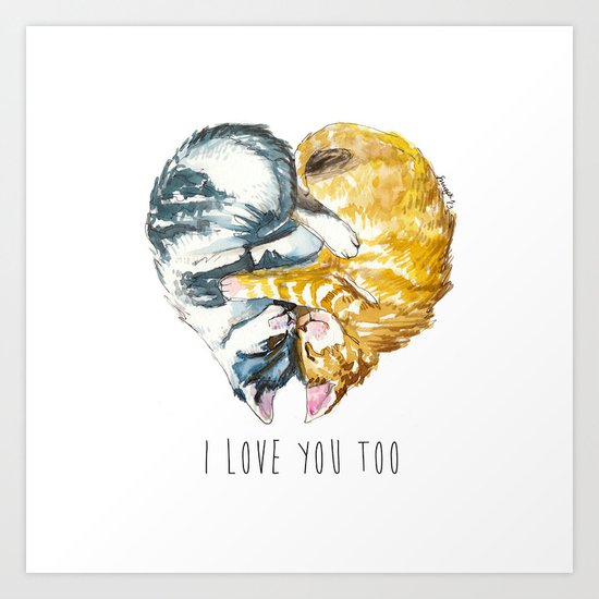 Cats Love . Valentine's Day Art Print