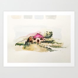 My path on vacation in watercolor and ink. Art Print