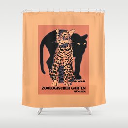 Retro vintage Munich Zoo big cats Shower Curtain