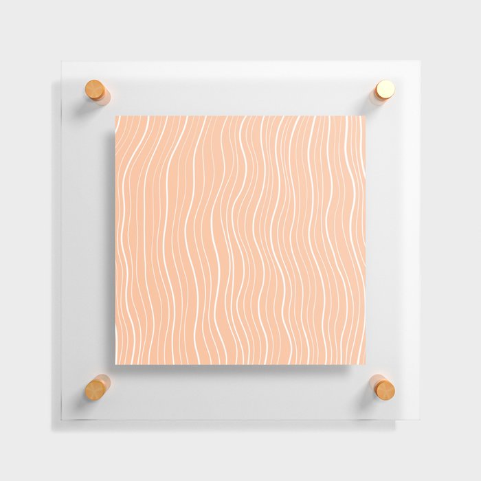 White Wave Lines on Light Salmon Background Floating Acrylic Print