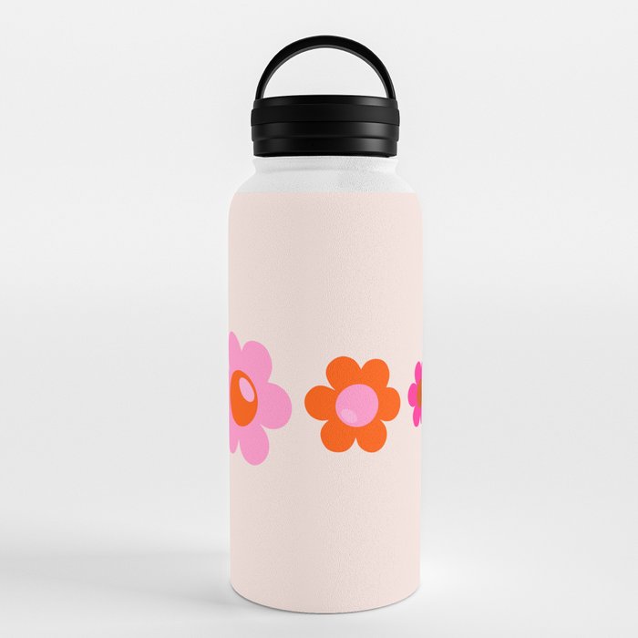 Preppy Peach Orange Hippie Flower Water Bottle | Zazzle