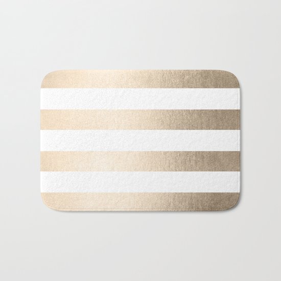 Simply Stripes in White Gold Sands Bath Mat