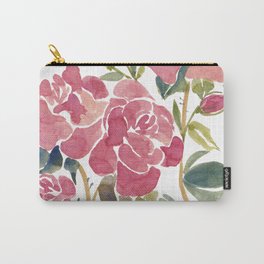 Wild Roses in Gouache Carry-All Pouch | Pattern, Floral, Flowers, Rose, Hand Painted, Botanical, Pink, Red, Painting, Watercolor 