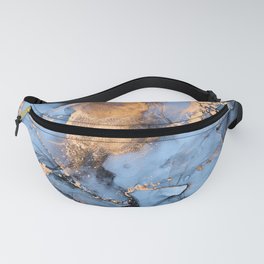 Dusty Blue + Goldenrod Abstract Marble Haze Fanny Pack