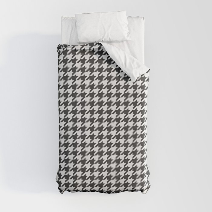 Friendly Houndstooth Pattern, black and white Duvet Cover