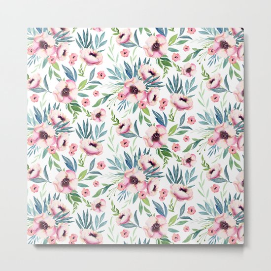 Flowers in Bloom Pattern Metal Print