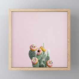 Donut Cactus In Bloom Framed Mini Art Print