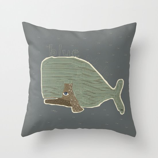 blue whale Throw Pillow
