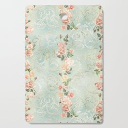 seamless, pattern, with delicate roses and monograms, shabby chic, retro. Cutting Board