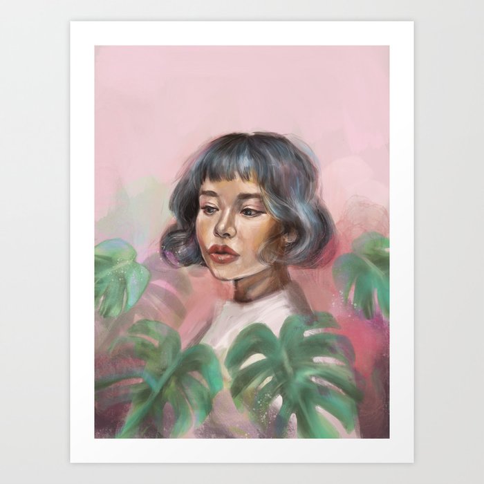 Dreamy Plant Lady Procreate Digital Painting Art Print By