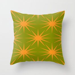 Mid-Century Modern Art Starburst 2.6 Orange Avocado Throw Pillow