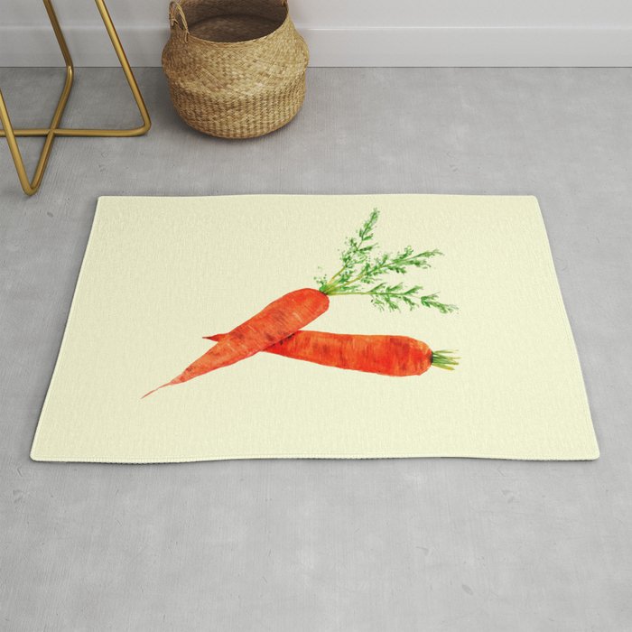 orange carrot watercolor painting Rug