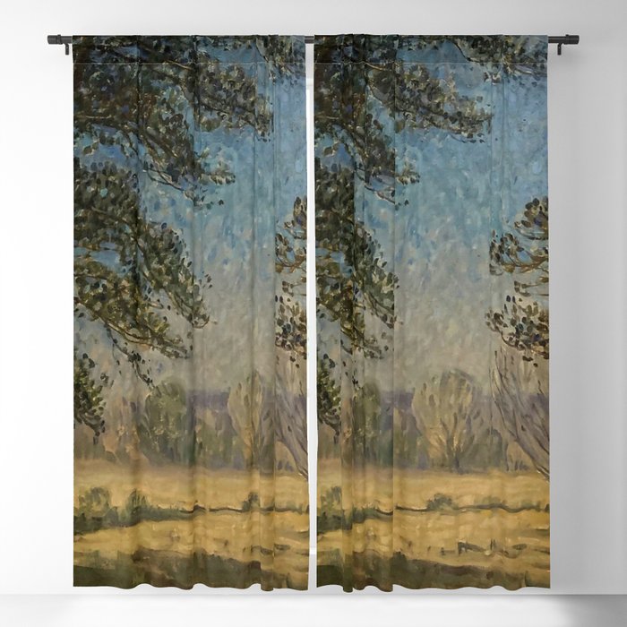 Synphonie blue; Symphony blue forest impressionism nature landscape painting by Edouard Chappel  Blackout Curtain