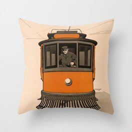 History of the Trolley car 1905 Throw Pillow