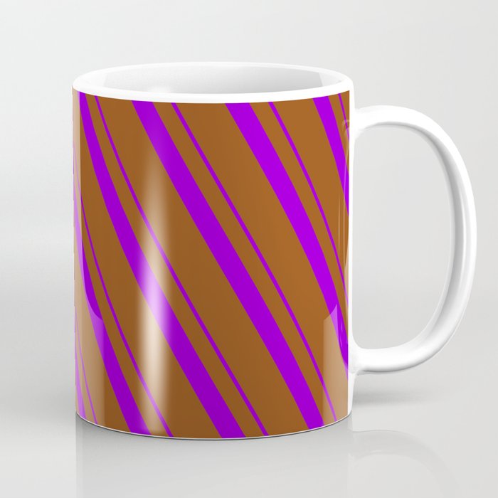 Dark Violet and Brown Colored Striped/Lined Pattern Coffee Mug