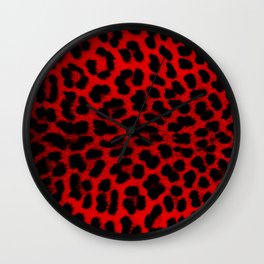 red leopard print cheetah pattern animal mask rockabilly rockbella Wall Clock