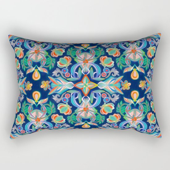 Boho Navy and Brights Rectangular Pillow