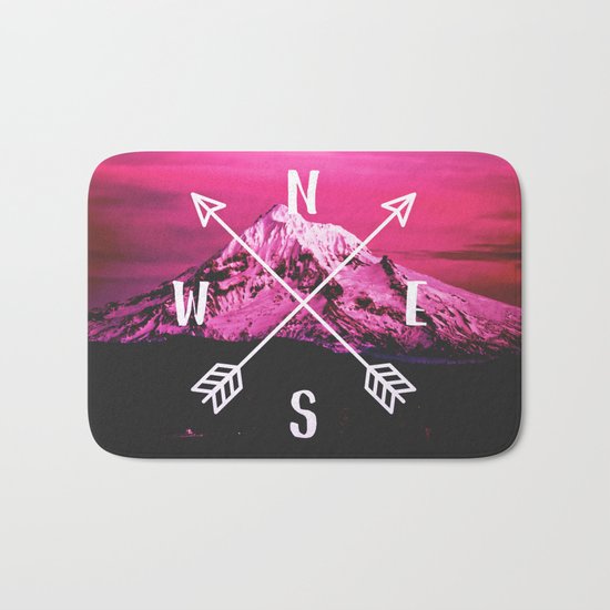 Pink Mountain Compass Bath Mat