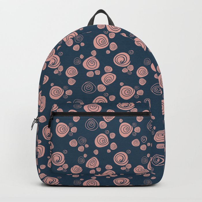 Simple old pastel pink roses on dark blue Backpack