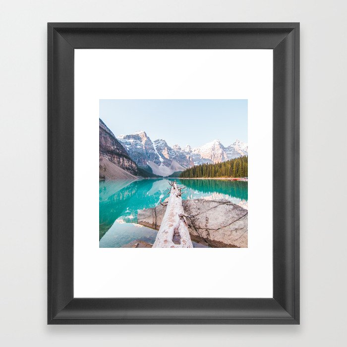 Canada Photography - Tree Laying Over The Lake Framed Art Print