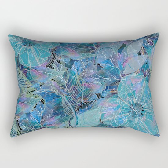 Blue-blue and Some Pink Blob Rectangular Pillow