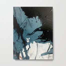Fortune [5]: A bold, minimal, abstract mixed-media piece in blue and black Metal Print | Painting, Minimal, Contemporary, Pour, Canvas, Bedding, Wallart, Print, Fineart, Wood 