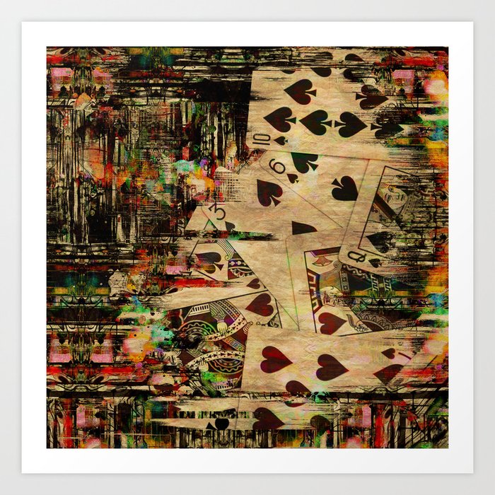Abstract Vintage Playing Cards Digital Art Art Print By K9printart Society6