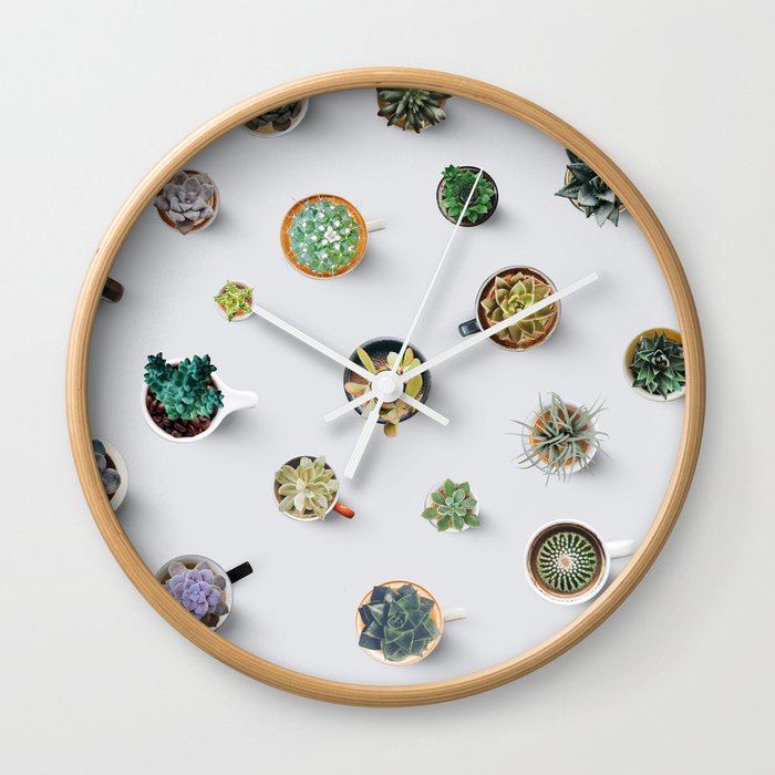 Coffee time. Cactus and succulents pattern Wall Clock