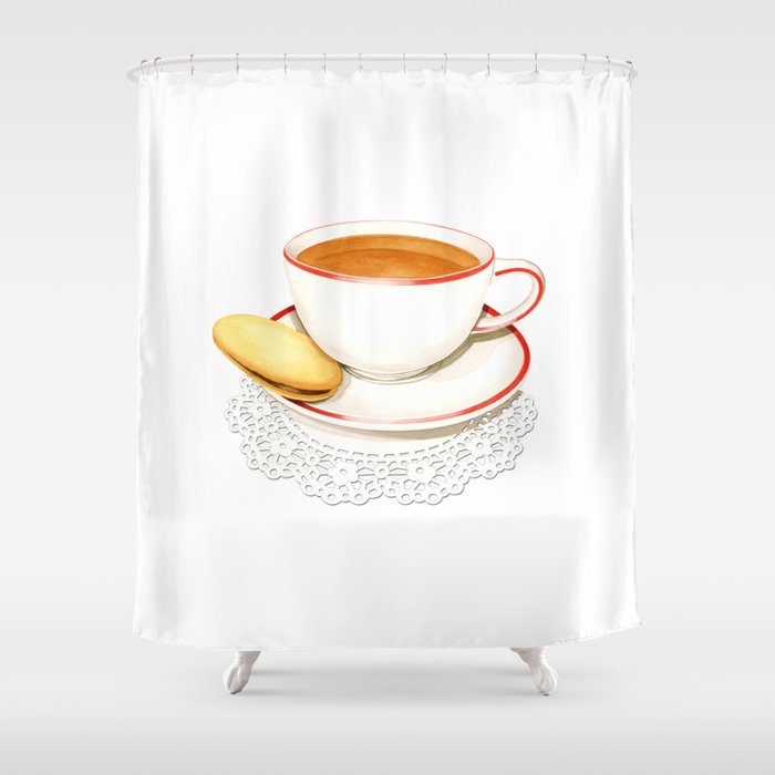 Teatime! Cup of Tea and a biscuit Shower Curtain