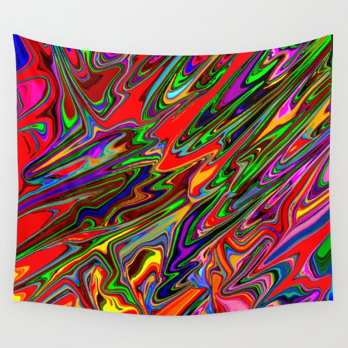 Bright Psychedelic Abstract Pattern  Wall Tapestry