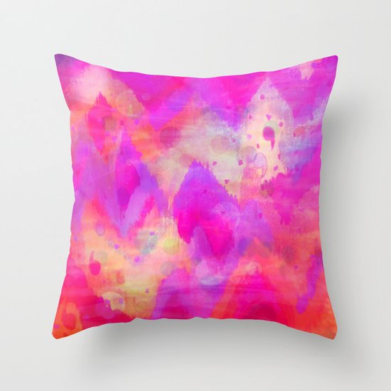 BOLD QUOTATION, Revisited - Intense Raspberry Peachy Pink Vibrant Abstract Watercolor Ikat ...