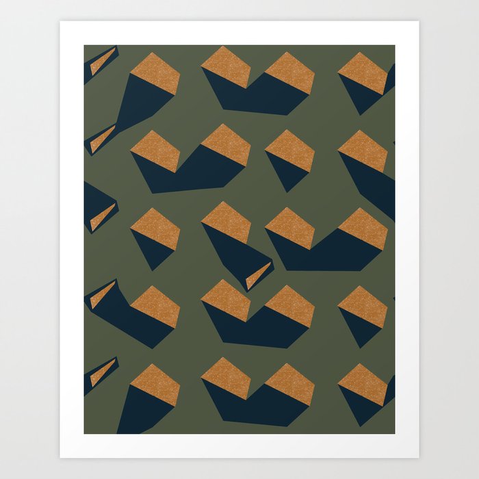 Forms No. 1 (Autumn Forest), colourful geometric pattern, mid century modern, green Art Print