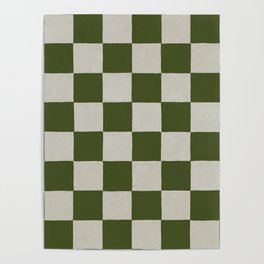 checkerboard hand-painted-olive Poster