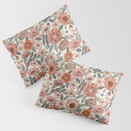 70s flowers - 70s, retro, spring, floral, florals, floral pattern, retro flowers, boho, hippie, earthy, muted Pillow Sham