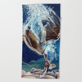 KINGFISHER - WATERCOLOR PAINTING Beach Towel