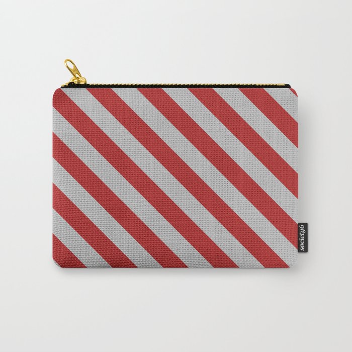 Red and Grey Colored Pattern of Stripes Carry-All Pouch