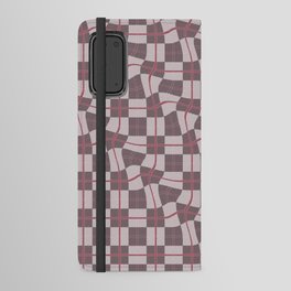 Warped Checkerboard Grid Illustration Red Brown Android Wallet Case