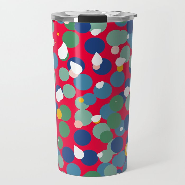 Dots and Bubbles Abstract Pattern on red Travel Mug