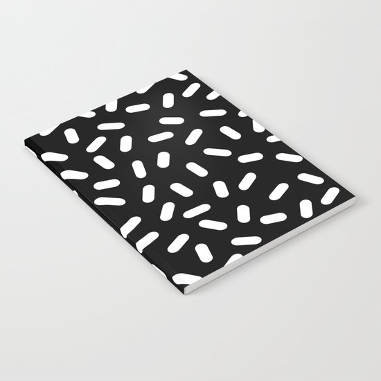 Bingo - black and white sprinkle retro modern pattern print monochromatic trendy hipster 80s style Notebook