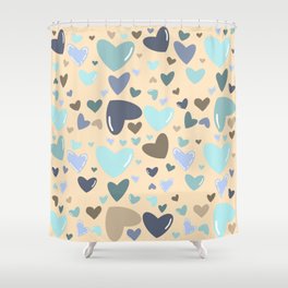 Ocean Hearts Pattern Shower Curtain