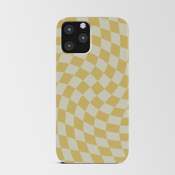 Pastel Yellow Checkerboard Wavy Swirl Geometric Pattern Cute iPhone Card Case
