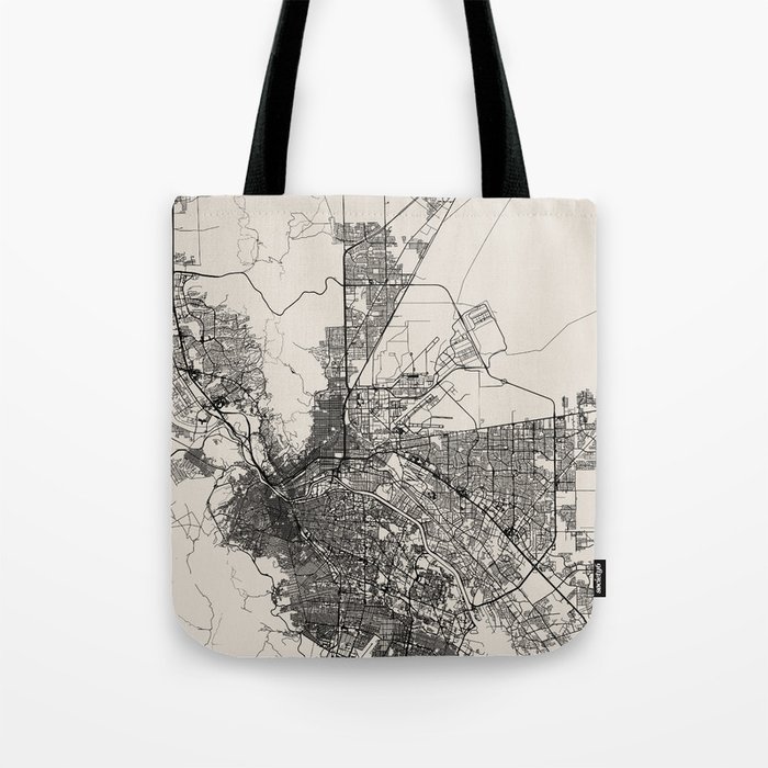 El Paso Black & White Map Tote Bag