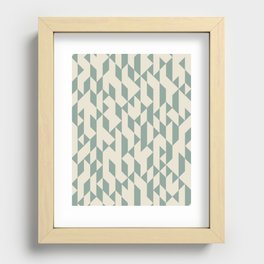 Abstract Geometric Pattern Ivory and Teal Recessed Framed Print
