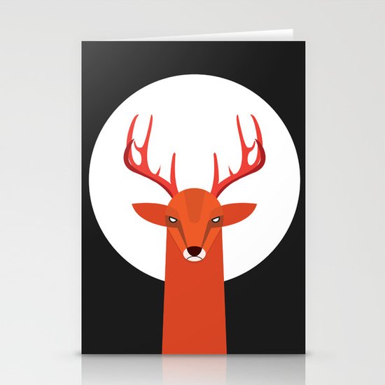 Deer and Moon Stationery Cards
