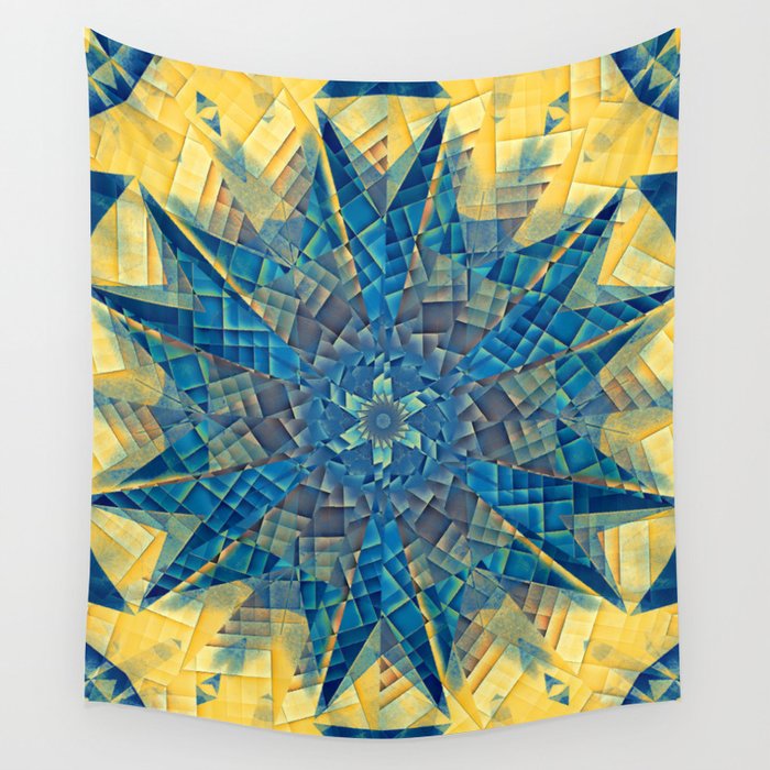 Yellow and blue tapestry top